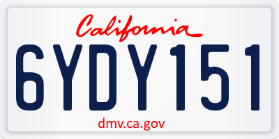 CA license plate 6YDY151