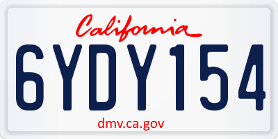 CA license plate 6YDY154