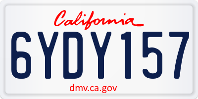 CA license plate 6YDY157