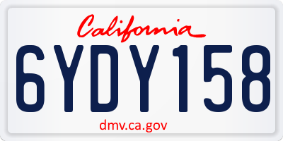 CA license plate 6YDY158