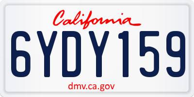 CA license plate 6YDY159