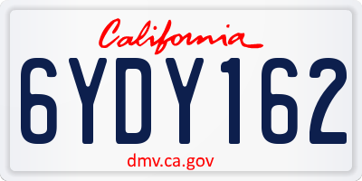 CA license plate 6YDY162