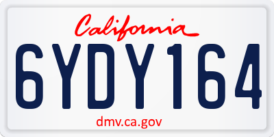 CA license plate 6YDY164