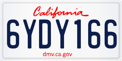 CA license plate 6YDY166