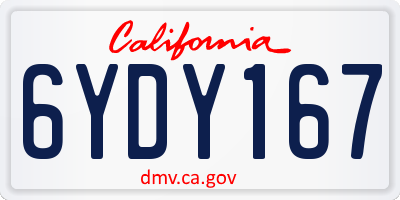 CA license plate 6YDY167