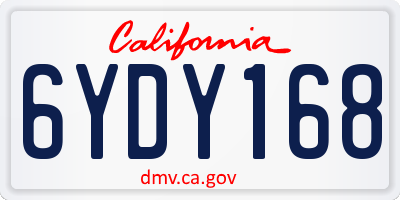 CA license plate 6YDY168