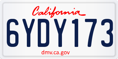 CA license plate 6YDY173