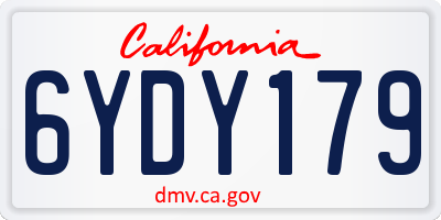 CA license plate 6YDY179