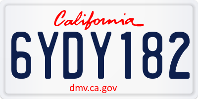CA license plate 6YDY182