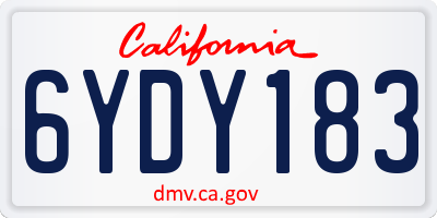 CA license plate 6YDY183