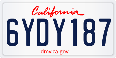 CA license plate 6YDY187