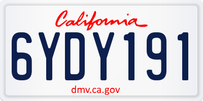 CA license plate 6YDY191