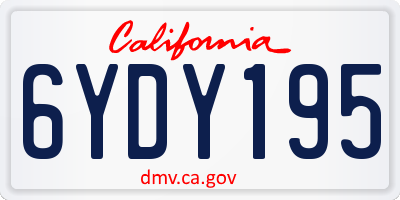 CA license plate 6YDY195
