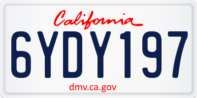 CA license plate 6YDY197