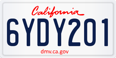 CA license plate 6YDY201