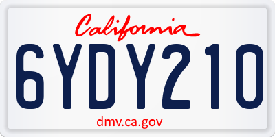 CA license plate 6YDY210