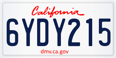 CA license plate 6YDY215