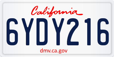 CA license plate 6YDY216