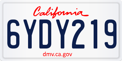 CA license plate 6YDY219