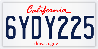 CA license plate 6YDY225