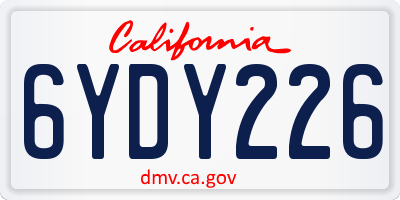 CA license plate 6YDY226