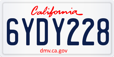 CA license plate 6YDY228