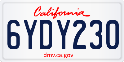 CA license plate 6YDY230