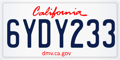 CA license plate 6YDY233