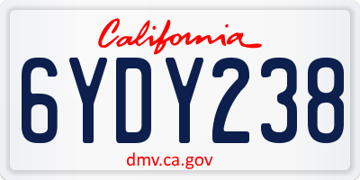CA license plate 6YDY238