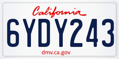 CA license plate 6YDY243
