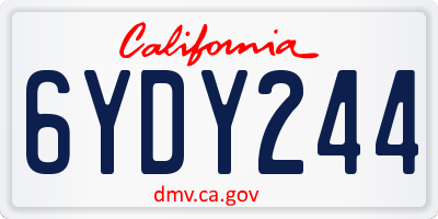 CA license plate 6YDY244