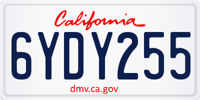 CA license plate 6YDY255