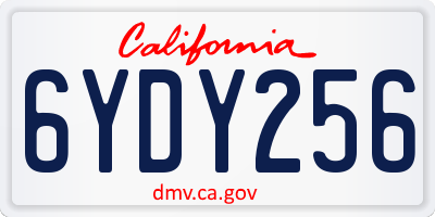 CA license plate 6YDY256