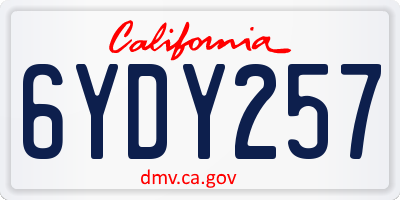 CA license plate 6YDY257
