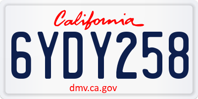 CA license plate 6YDY258