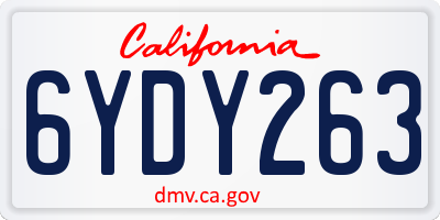 CA license plate 6YDY263