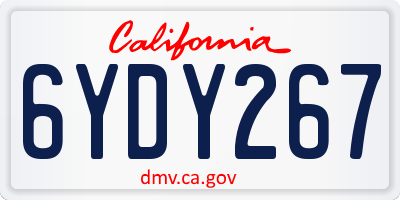 CA license plate 6YDY267