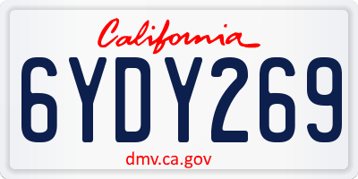 CA license plate 6YDY269
