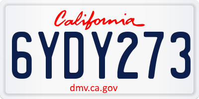 CA license plate 6YDY273
