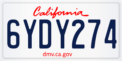 CA license plate 6YDY274