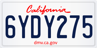 CA license plate 6YDY275
