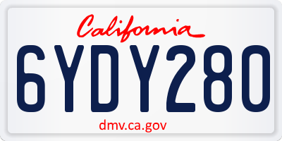 CA license plate 6YDY280