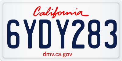 CA license plate 6YDY283