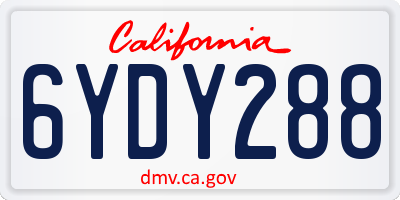 CA license plate 6YDY288