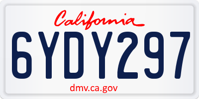 CA license plate 6YDY297