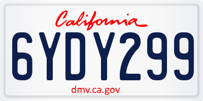 CA license plate 6YDY299
