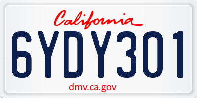 CA license plate 6YDY301