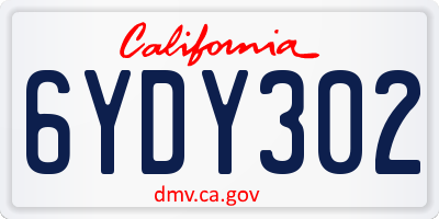 CA license plate 6YDY302