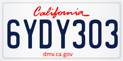 CA license plate 6YDY303