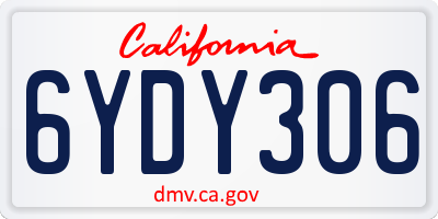 CA license plate 6YDY306
